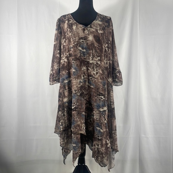 Pretty Angel Dresses & Skirts - Pretty Angel Brown Multi colored Long, Tunic, Dress, layered, B neck,size Large